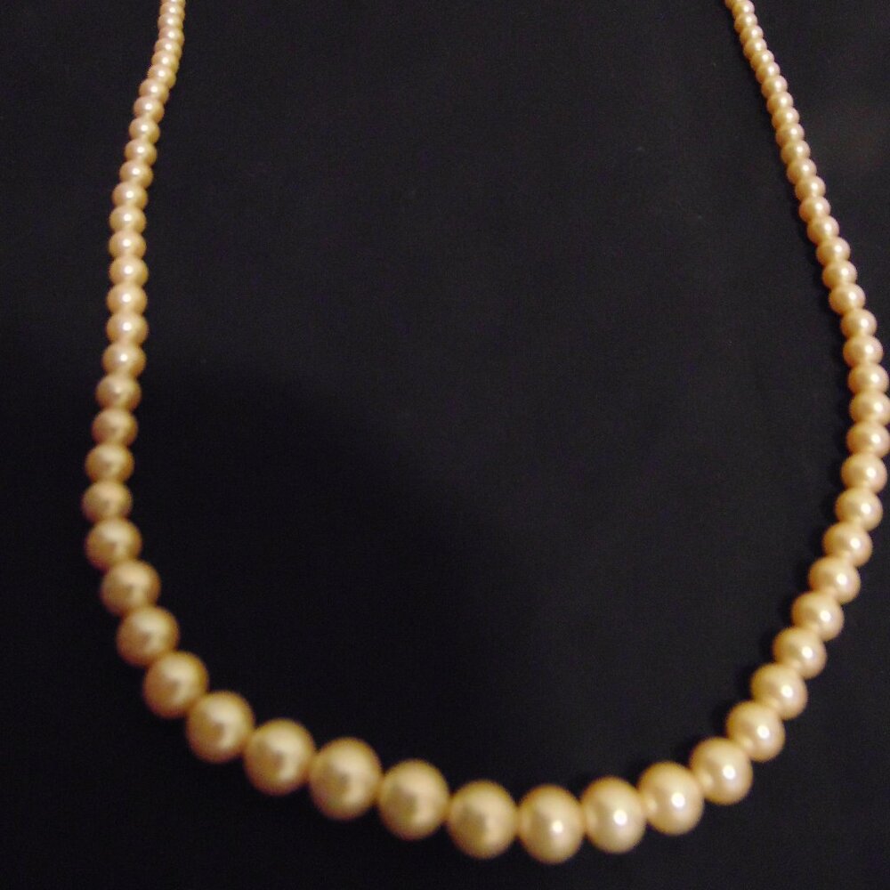 Vintage Faux Marvella Pearl Necklace, 23.75 inches, Off White Pearls